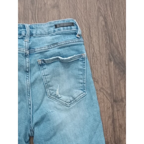 Risen Jeans Juniors Size 25/1  Straight Denim Light Wash Raw Hem midrise - Picture 13 of 16